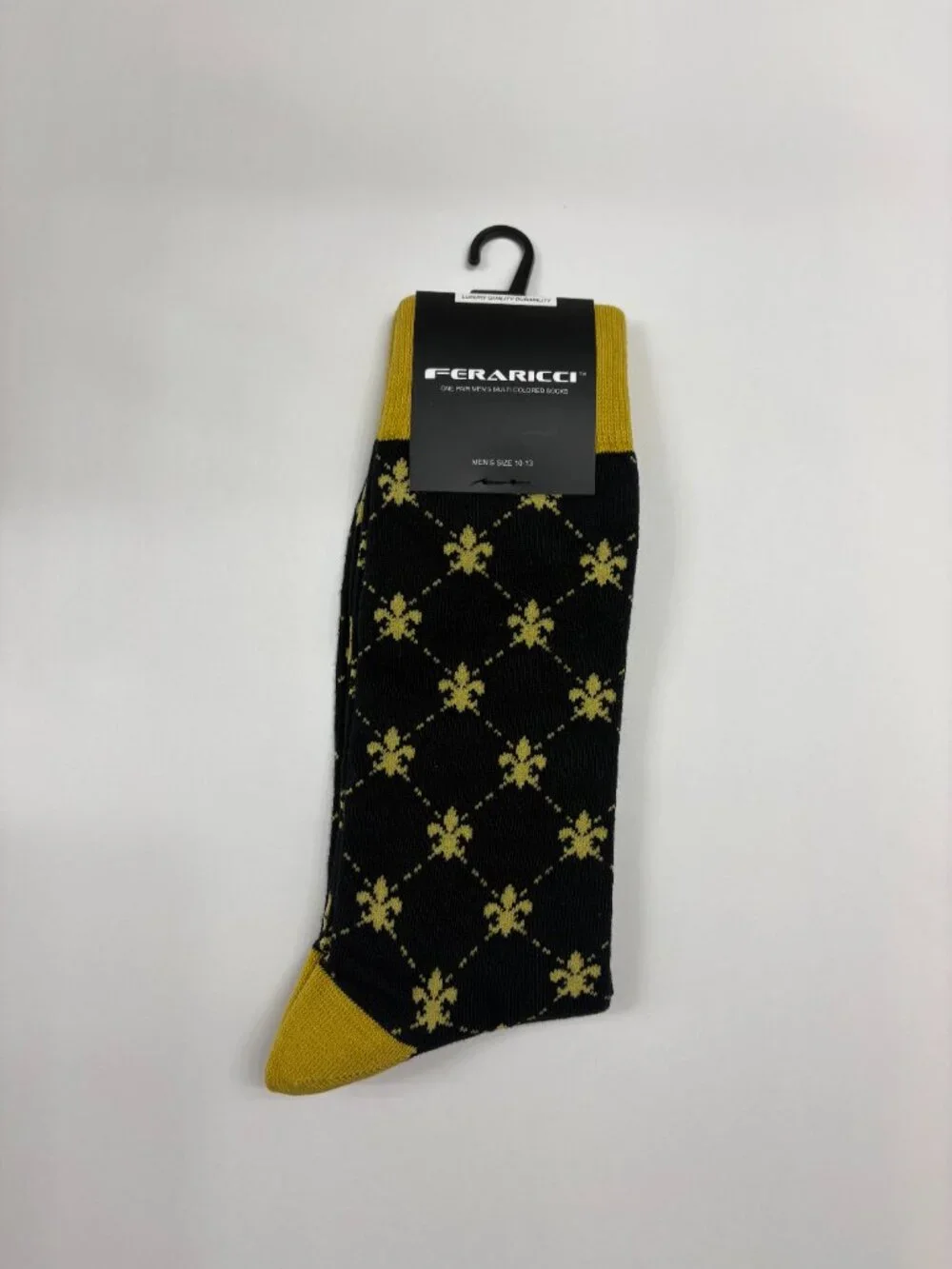 Men's Fleur-de-lis Socks - Black /Yellow/ Gold- Saints- NWT